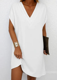 Brunhild | Sweat Maxi Kleid Knopfkragen in Weiß