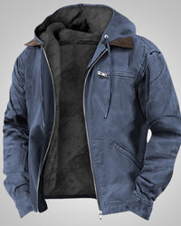 Jan | Herren Casual Bikerjacke mit Kapuze in Blau