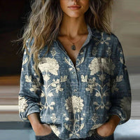 Amelie | Damen Boho Muster Bluse Quasten Bindung – Boho Bluse Fransen Sommer 2026 in Blau