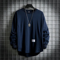 Leon | Herren Oversized Longsleeve Rundhals Langarm Basic in Marineblau