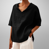 Alissa - Lässige, Locker Sitzende Bluse in Schwarz