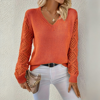 Adriana | Lässiger Pullover mit V-Ausschnitt in Orange