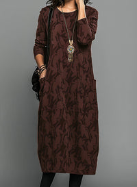 Mara | Winterkleid Damen mit Rundhalsausschnitt stylisch in Bordeaux