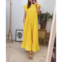 Sierra | Plissee Maxi Cocktailkleid in Gelb