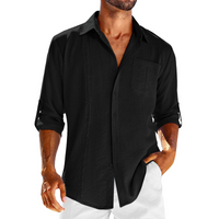 Felix | This Lässiges Herrenhemd im kubanischen Stil in Schwarz