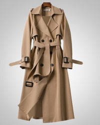 Elisabeth | Damen Klassisches Karomuster Trenchcoat in Khaki