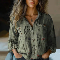 Amelie | Damen Boho Muster Bluse Quasten Bindung – Boho Bluse Fransen Sommer 2026 in Grün