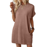 Ivay™ – Minimalistisches Sommerkleid mit Rundhalsausschnitt in Hellbraun