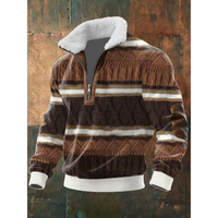 Tobias | ThermoSoft | Fleecepullover mit Stehkragen in Braun/Weiß
