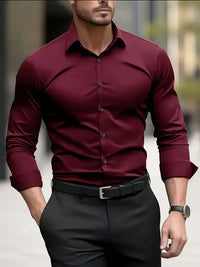 Bernd | Herren Slim Fit Langarm Businesshemd in Rot