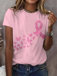 Clara | Schmetterling Hoffnung T-Shirt Brustkrebs in Rosa