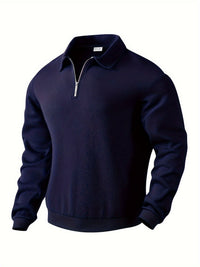 Rafael | Vintage-Zip-Pullover mit geometrischem Design in Marineblau