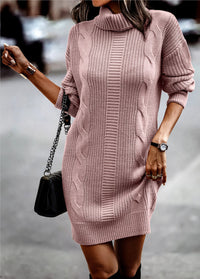 Elin | Grob gestricktes Damen Kleid lässig & elegant in Rosa