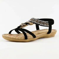 Damen Sandalen Bohemien Stil Bequemer Passform Sommer in Schwarz