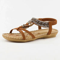 Damen Sandalen Bohemien Stil Bequemer Passform Sommer in Braun