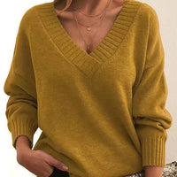 Mordane – Eleganter Langarm Pullover Mit V-Ausschnitt in Gelb