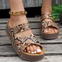 Juna | elegante sandalen damen look in Brauner Schlangenprint