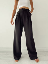 Annika | Damen Hohe Taille Chino Hose Seitliche Bindung – High Waist Chino 2026 in Schwarz
