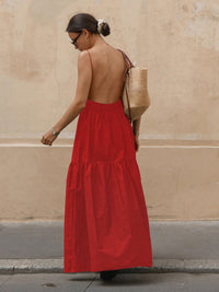Clara | Elegantes Rückenfreies Kleid Damen in Rot