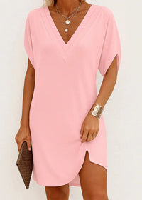 Brunhild | Sweat Maxi Kleid Knopfkragen in Rosé
