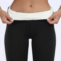 Warme Winterleggings mit Lammfell für Damen in Schwarz