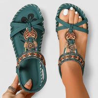 Damen Sandalen Schmuck Verstellbaren Riemen in Amazon Grün