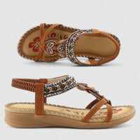 Damen Sandalen Schmuck Verstellbaren Riemen in Beige Bali