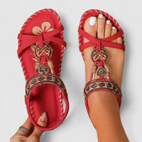 Damen Sandalen Schmuck Verstellbaren Riemen in Toledo Rot