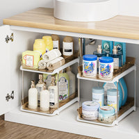 Badezimmer Organizer Schrankorganizer Ausziehbar Stapelbar Acryl in Bernstein