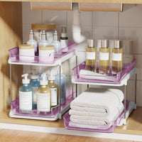 Badezimmer Organizer Schrankorganizer Ausziehbar Stapelbar Acryl in Lila