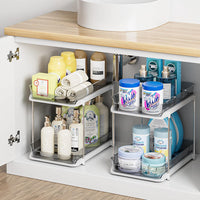 Badezimmer Organizer Schrankorganizer Ausziehbar Stapelbar Acryl in Grau