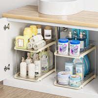 Badezimmer Organizer Schrankorganizer Ausziehbar Stapelbar Acryl in Beige