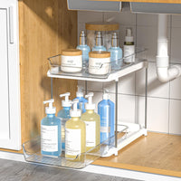 Badezimmer Organizer Schrankorganizer Ausziehbar Stapelbar Acryl in Weiß