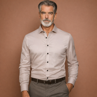 Slim-Fit Herrenhemd mit langen Ärmeln für Business- und Freizeitoutfits | Reinout in Beige
