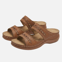 Tanja | Damen Bequeme Sommer Pantoletten Lochmuster – Komfort Pantoletten Sommer in Dunkelbraun