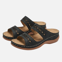 Tanja | Damen Bequeme Sommer Pantoletten Lochmuster – Komfort Pantoletten Sommer in Schwarz