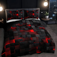 Bettwäsche Set Mikrofaser Modern 3D Muster Schlafzimmer in Rot