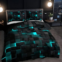Bettwäsche Set Mikrofaser Modern 3D Muster Schlafzimmer in Himmelblau