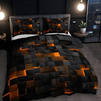 Bettwäsche Set Mikrofaser Modern 3D Muster Schlafzimmer in Orange