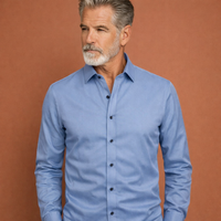 Slim-Fit Herrenhemd mit langen Ärmeln für Business- und Freizeitoutfits | Reinout in Blau