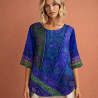Oversized Sommertop mit buntem Druck für Damen | Noëlle in Blau