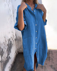 Boho-Hemdkleid für Frauen – Elegantes, luftiges Sommerkleid in Blau