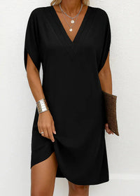 Brunhild | Sweat Maxi Kleid Knopfkragen in Schwarz
