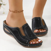Damen Sandalen Orthopädische Keilabsätze Bequeme Sommerlooks in Schwarz