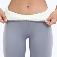 Warme Winterleggings mit Lammfell für Damen in Grau