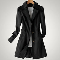 Christina | Damen Casual Langer Wasserdichte Trenchcoat in Schwarz