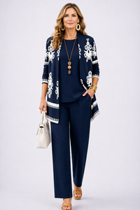 Carol | Elegantes 3-teiliges Casual-Set in Marineblau