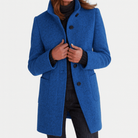 Leonie | Damenmantel mit hohem Kragen in Bleu