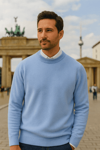 Thomas | Mühelos stilvoller Pullover mit geometrischem Muster in Hellblau