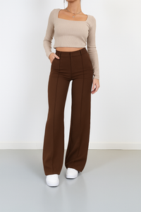 Britta | Damen Gerades Bein Chino Hose – Straight Leg Chino Damen Alltag 2026 in Braun